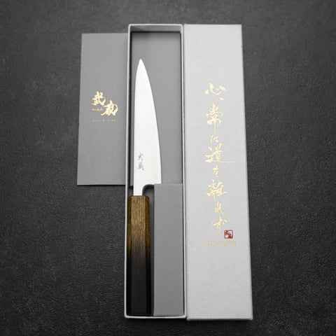Petty Blue Super Polished Yaki Urushi Handle 135mm (5.3”)-[Musashi]-[Japanese-Kitchen-Knives]