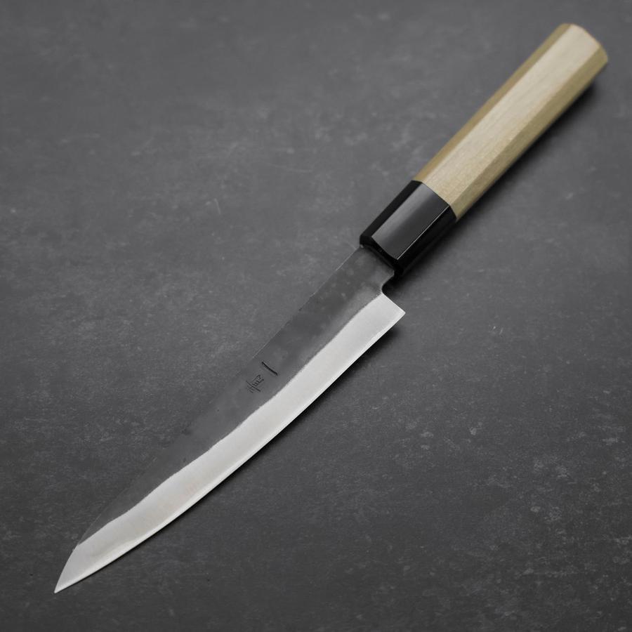 Petty Blue Steel #1 Stainless Clad Kurouchi Buffalo Magnolia Handle 150mm-[Musashi]-[Japanese-Kitchen-Knives]