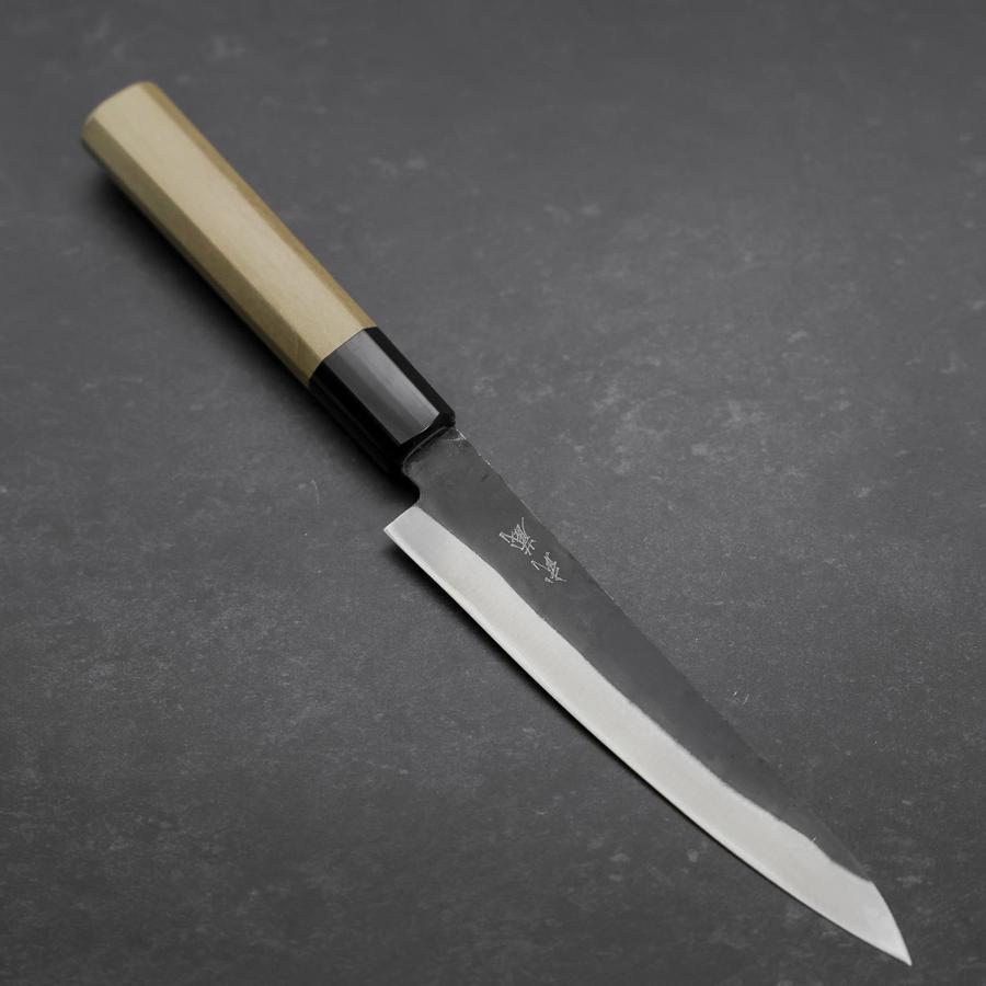 Petty Blue Steel #1 Stainless Clad Kurouchi Buffalo Magnolia Handle 150mm-[Musashi]-[Japanese-Kitchen-Knives]
