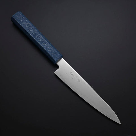 Petty Chromax Polished Blue Urushi Handle 150mm (5.9”)-[Musashi]-[Japanese-Kitchen-Knives]