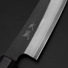 Petty Cobalt Stainless HRC62 Kurouchi Damascus Buffalo Ebony Handle 150mm (5.9”)-[Musashi]-[Japanese-Kitchen-Knives]