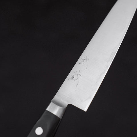 Petty Knife AUS-8 Polished Western Black Handle 120mm (4.7”)-[Musashi]-[Japanese-Kitchen-Knives]