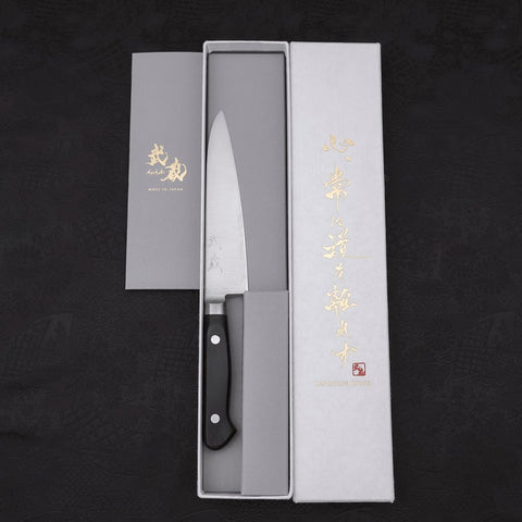 Petty Knife AUS-8 Polished Western Black Handle 120mm-[Musashi]-[Japanese-Kitchen-Knives]