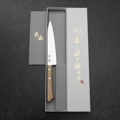 Petty Molybdenum Polished Western Magnolia Handle 135mm (5.3”)-[Musashi]-[Japanese-Kitchen-Knives]