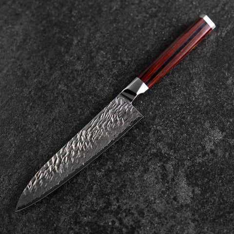 Petty SG-2 Mirror Tsuchime Damascus Octagonal Mahogany Handle 150mm (5.9”)-[Musashi]-[Japanese-Kitchen-Knives]