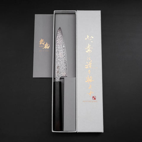 Petty SLD Black Damascus Ebony Handle 130mm-[Musashi]-[Japanese-Kitchen-Knives]