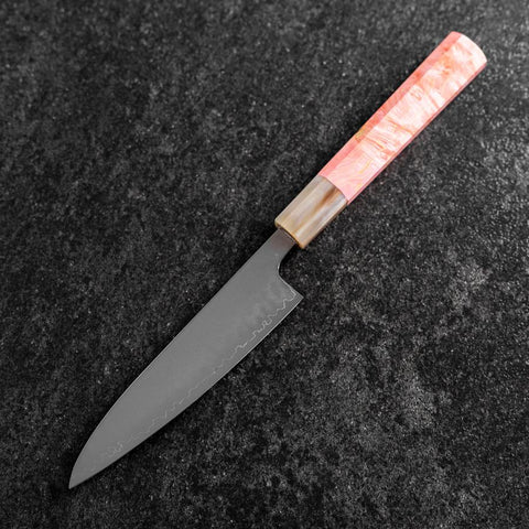 Petty SLD Mirror Buffalo Dark Pink Maple Handle 130mm (5.1”)-[Musashi]-[Japanese-Kitchen-Knives]