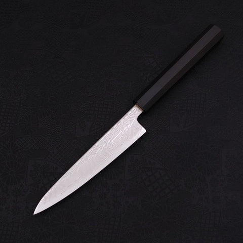 Petty SLD Wave Nickel Damascus Buffalo Ebony Handle 135mm (5.3”)-[Musashi]-[Japanese-Kitchen-Knives]