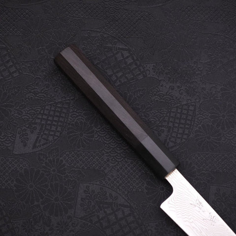 Petty SLD Wave Nickel Damascus Buffalo Ebony Handle 135mm (5.3”)-[Musashi]-[Japanese-Kitchen-Knives]