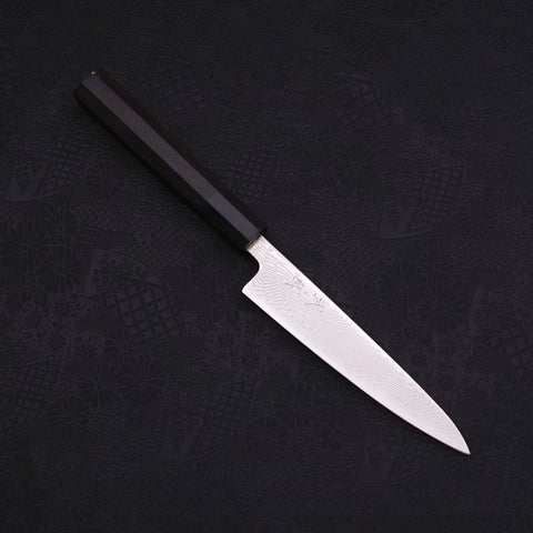 Petty SLD Wave Nickel Damascus Buffalo Ebony Handle 135mm (5.3”)-[Musashi]-[Japanese-Kitchen-Knives]