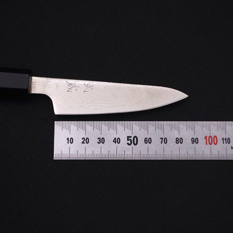 Petty SLD Wave Nickel Damascus Buffalo Ebony Handle 90mm (3.5”)-[Musashi]-[Japanese-Kitchen-Knives]