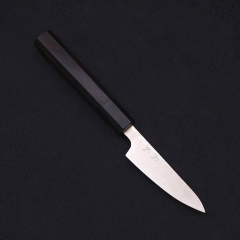 Petty SLD Wave Nickel Damascus Buffalo Ebony Handle 90mm (3.5”)-[Musashi]-[Japanese-Kitchen-Knives]