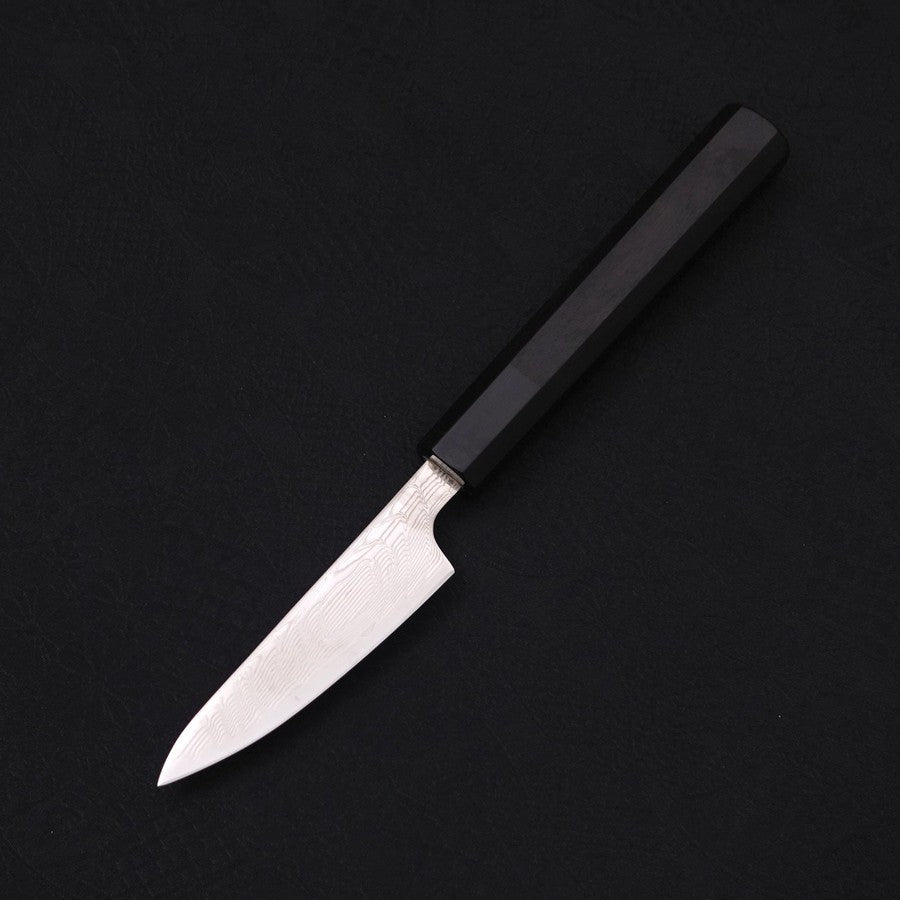 Petty SLD Wave Nickel Damascus Buffalo Ebony Handle 90mm-SLD-Damascus-Japanese Handle-[Musashi]-[Japanese-Kitchen-Knives]