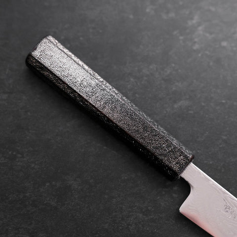 Petty SLD Wave Nickel Damascus Silver Pattern Urushi Handle 135mm (5.3”)-[Musashi]-[Japanese-Kitchen-Knives]