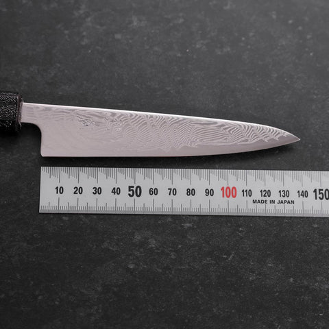 Petty SLD Wave Nickel Damascus Silver Pattern Urushi Handle 135mm (5.3”)-[Musashi]-[Japanese-Kitchen-Knives]
