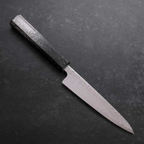 Petty SLD Wave Nickel Damascus Silver Pattern Urushi Handle 135mm (5.3”)-[Musashi]-[Japanese-Kitchen-Knives]