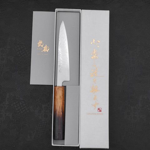 Petty SLD Wave Nickel Damascus Yaki Urushi Handle 135mm (5.3”)-[Musashi]-[Japanese-Kitchen-Knives]