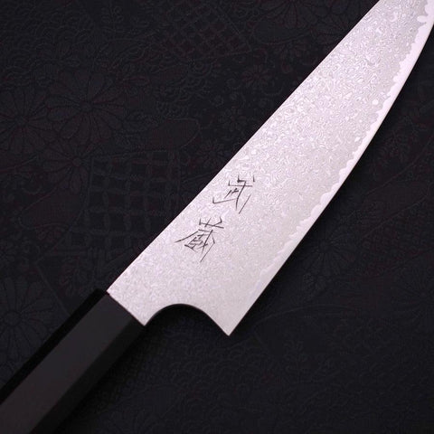Petty Silver Steel #3 Damascus Buffalo Ebony Handle 150mm (5.9”)-[Musashi]-[Japanese-Kitchen-Knives]