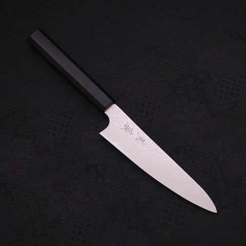 Petty Silver Steel #3 Damascus Buffalo Ebony Handle 150mm (5.9”)-[Musashi]-[Japanese-Kitchen-Knives]
