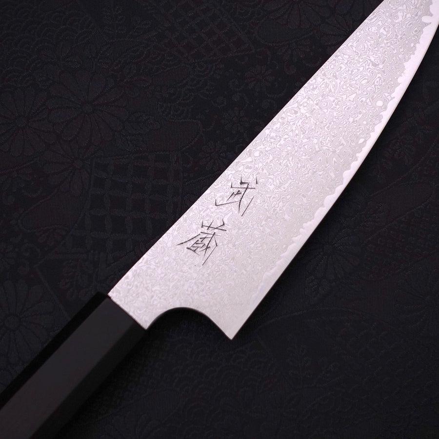 Petty Silver Steel #3 Damascus Buffalo Ebony Handle 150mm-Silver steel #3-Damascus-Japanese Handle-[Musashi]-[Japanese-Kitchen-Knives]