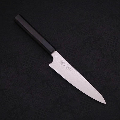 Petty Silver Steel #3 Damascus Buffalo Ebony Handle 150mm-Silver steel #3-Damascus-Japanese Handle-[Musashi]-[Japanese-Kitchen-Knives]