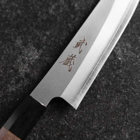 Petty Silver Steel #3 Kasumi Buffalo Walnut Handle 135mm (5.3”)-[Musashi]-[Japanese-Kitchen-Knives]