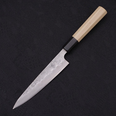 Petty Silver Steel #3 Nashiji Buffalo Magnolia Handle 135mm-[Musashi]-[Japanese-Kitchen-Knives]