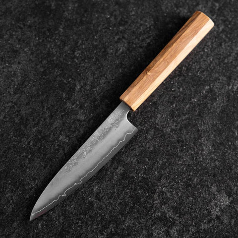 Petty Silver Steel #3 Nashiji Olive Handle 130mm (5.1”)-[Musashi]-[Japanese-Kitchen-Knives]
