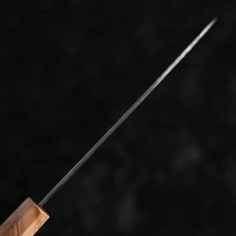 Petty Silver Steel #3 Nashiji Olive Handle 130mm (5.1”)-[Musashi]-[Japanese-Kitchen-Knives]