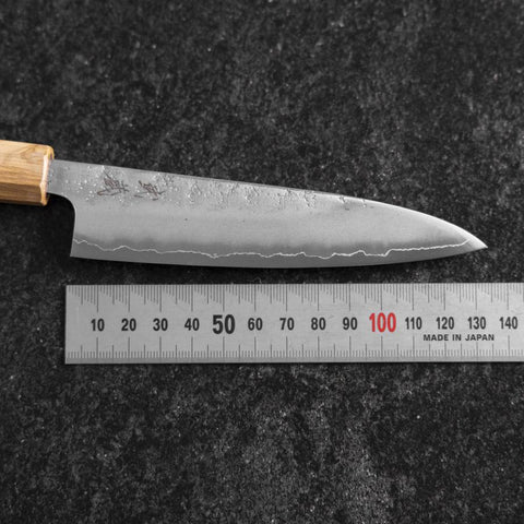 Petty Silver Steel #3 Nashiji Olive Handle 130mm (5.1”)-[Musashi]-[Japanese-Kitchen-Knives]