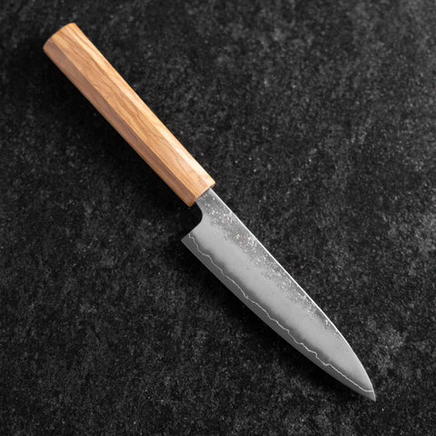 Petty Silver Steel #3 Nashiji Olive Handle 130mm-[Musashi]-[Japanese-Kitchen-Knives]