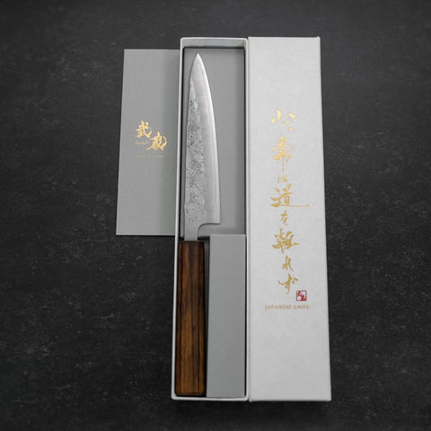 Petty Silver Steel #3 Nashiji Sumi Urushi Handle 150mm (5.9”)-[Musashi]-[Japanese-Kitchen-Knives]