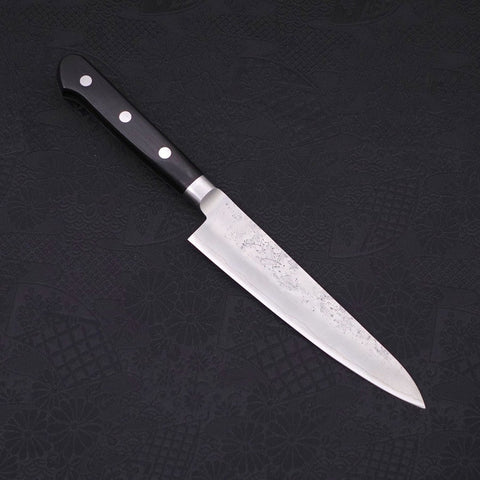 Petty Silver Steel #3 Nashiji Western Black Handle 135mm (5.3”)-[Musashi]-[Japanese-Kitchen-Knives]