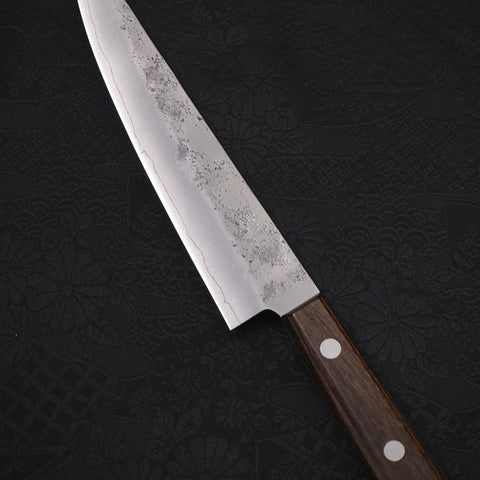 Petty Silver Steel #3 Nashiji Western Brown Handle 135mm (5.3”)-[Musashi]-[Japanese-Kitchen-Knives]