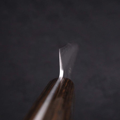 Petty Silver Steel #3 Nashiji Western Brown Handle 135mm (5.3”)-[Musashi]-[Japanese-Kitchen-Knives]