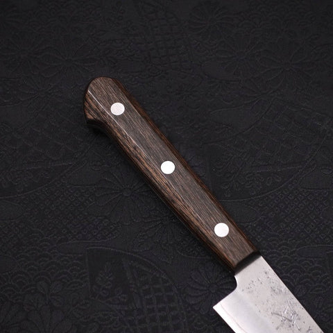 Petty Silver Steel #3 Nashiji Western Brown Handle 135mm (5.3”)-[Musashi]-[Japanese-Kitchen-Knives]