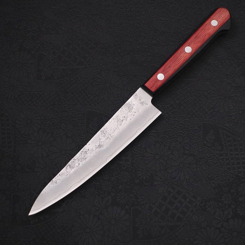 Petty Silver Steel #3 Nashiji Western Red Handle 135mm (5.3”)-[Musashi]-[Japanese-Kitchen-Knives]
