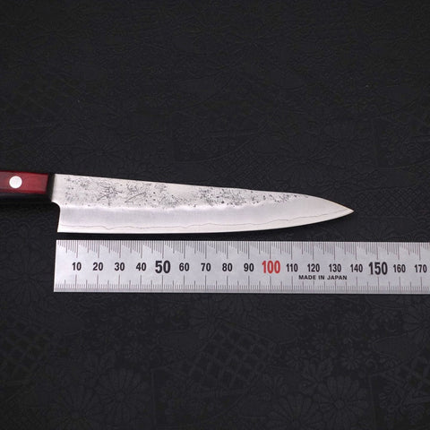 Petty Silver Steel #3 Nashiji Western Red Handle 135mm (5.3”)-[Musashi]-[Japanese-Kitchen-Knives]
