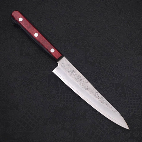 Petty Silver Steel #3 Nashiji Western Red Handle 135mm (5.3”)-[Musashi]-[Japanese-Kitchen-Knives]