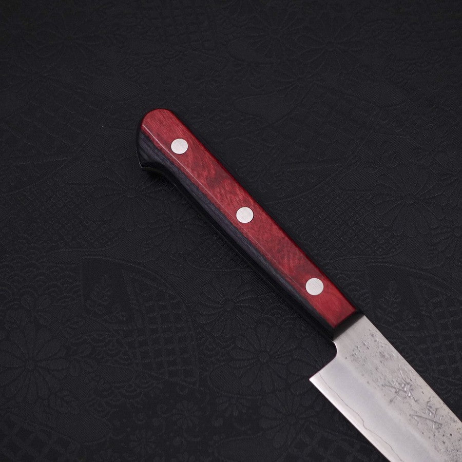 Petty Silver Steel #3 Nashiji Western Red Handle 135mm-Silver steel #3-Nashiji-Western Handle-[Musashi]-[Japanese-Kitchen-Knives]