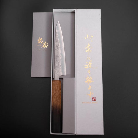 Petty Silver Steel #3 Nashiji Yaki Urushi Handle 135mm-[Musashi]-[Japanese-Kitchen-Knives]
