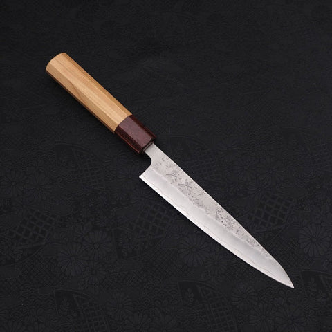 Petty Silver Steel #3 Nashiji Zelkova Handle 140mm (5.5”)-[Musashi]-[Japanese-Kitchen-Knives]