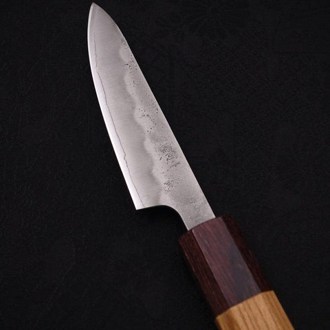 Petty Silver Steel #3 Nashiji Zelkova Handle 80mm (3.1”)-[Musashi]-[Japanese-Kitchen-Knives]