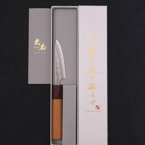 Petty Silver Steel #3 Nashiji Zelkova Handle 80mm (3.1”)-[Musashi]-[Japanese-Kitchen-Knives]