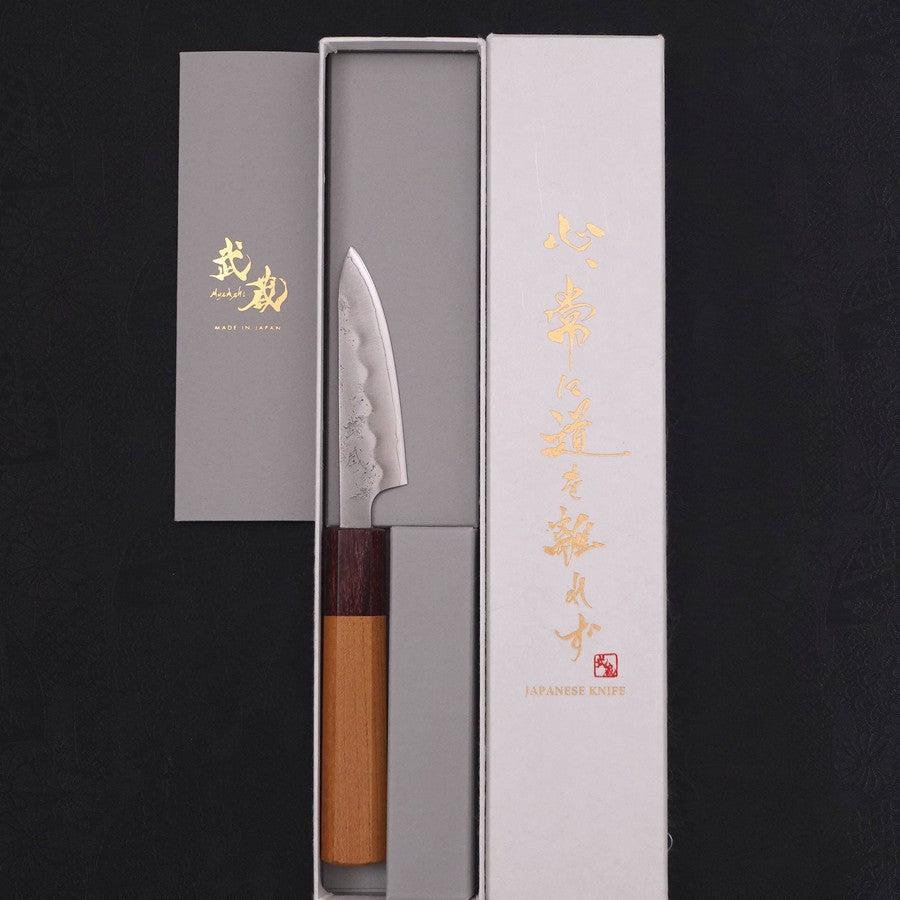 Petty Silver Steel #3 Nashiji Zelkova Handle 80mm-Silver steel #3-Nashiji-Japanese Handle-[Musashi]-[Japanese-Kitchen-Knives]