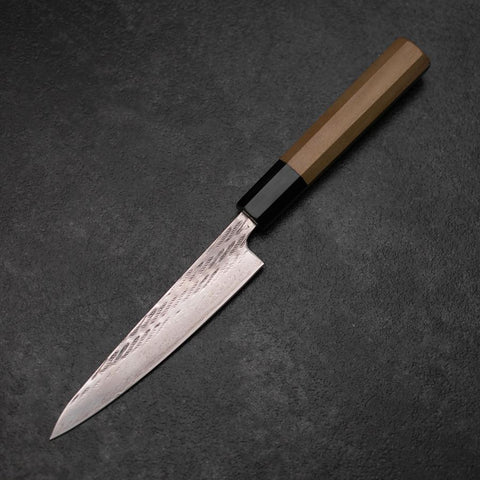 Petty Silver Steel #3 Nawame Buffalo Magnolia Handle 135mm (5.3”)-[Musashi]-[Japanese-Kitchen-Knives]