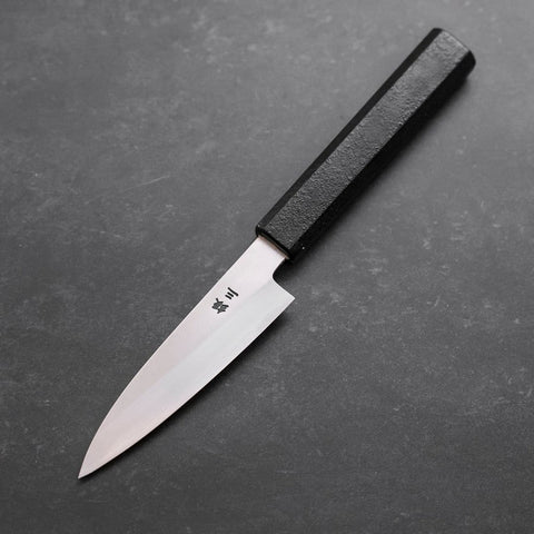 Petty Silver Steel #3 Polished Black Ishime Urushi Handle 110mm (4.3”)-[Musashi]-[Japanese-Kitchen-Knives]