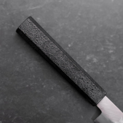 Petty Silver Steel #3 Polished Black Ishime Urushi Handle 110mm (4.3”)-[Musashi]-[Japanese-Kitchen-Knives]