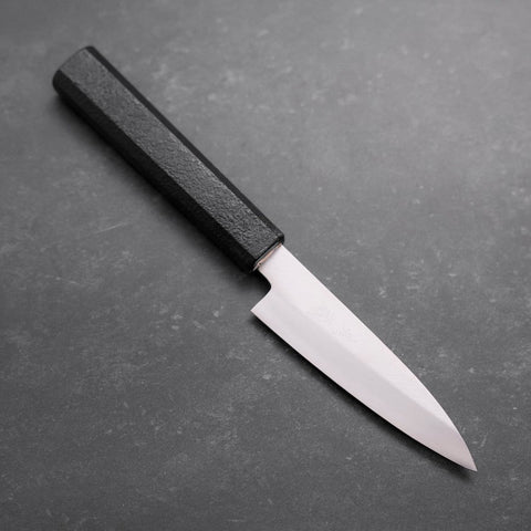 Petty Silver Steel #3 Polished Black Ishime Urushi Handle 110mm (4.3”)-[Musashi]-[Japanese-Kitchen-Knives]
