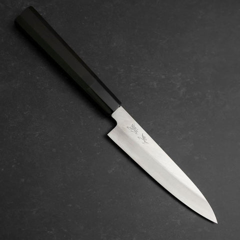 Petty Silver Steel #3 Polished Buffalo Ebony Handle 110mm (4.3”)-[Musashi]-[Japanese-Kitchen-Knives]